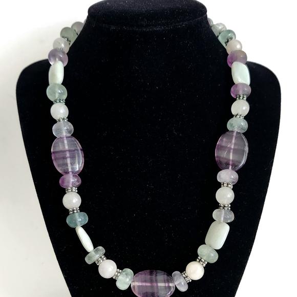 VTG natural Fluorite gemstone handmade necklace 19" - Picture 7 of 14